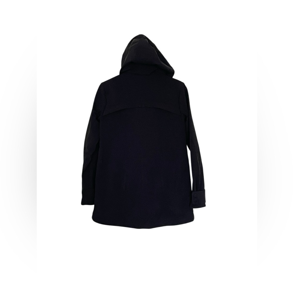 Athleta XS Shelter Cove Softshell‎ Hooded Parka Jacket Black Snap Storm Flap - Picture 6 of 10